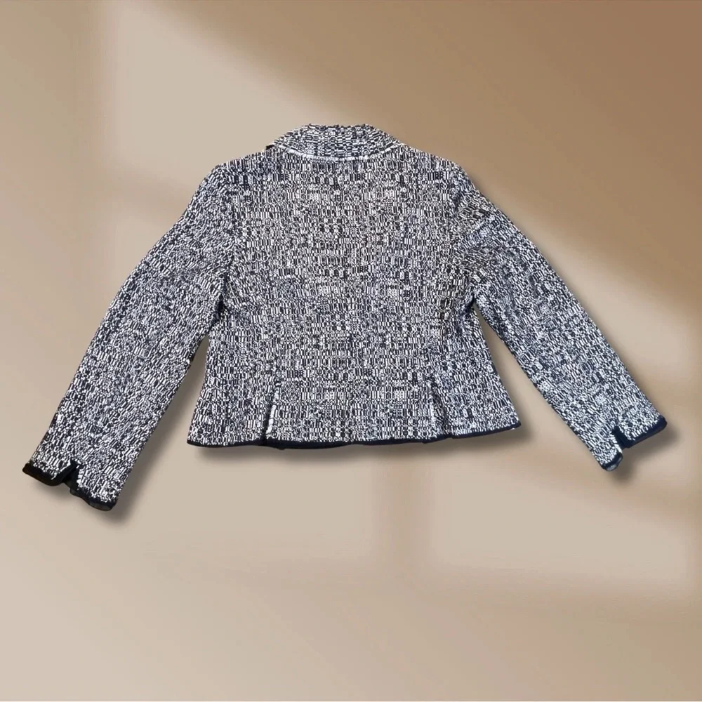 Ann Taylor Blazer Jacket Sz 18 Navy Blue & White Tweed Originally $219 - Picture 2 of 2